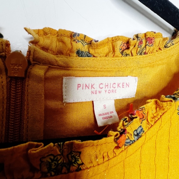 Pink Chicken Women’s Brayden Dress - Gold Field Floral Size Small Yellow - Picture 8 of 9